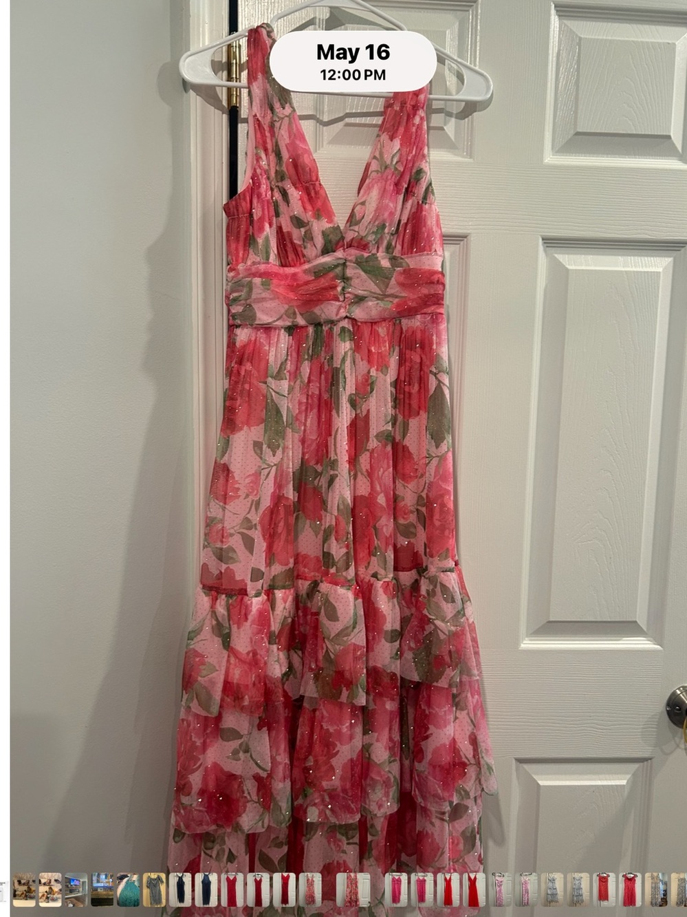 Pink Floral Tiered Maxi Dress